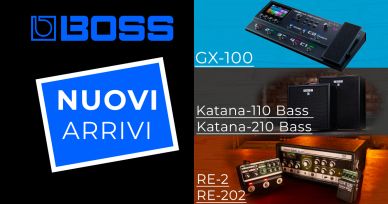 Novità Boss: Pedali RE-2 e RE-202, multieffetto GX-100 e ampli basso Katana-110 e Katana-210 